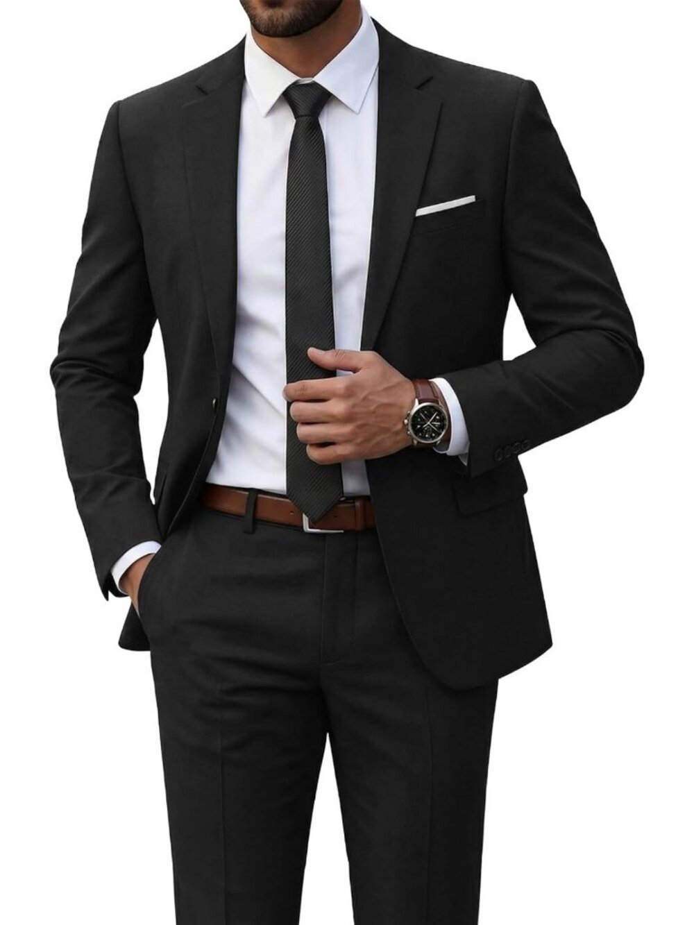Stylish Men's 2-Piece Slim Fit Suit Set with Tie for Prom, Wedding & Business